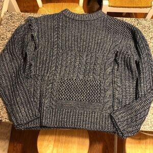 Current Air Crew Neck Fringe Cable Sweater